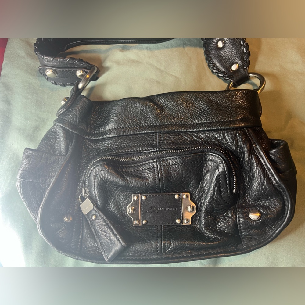 Black Leather B Makowsky Bag